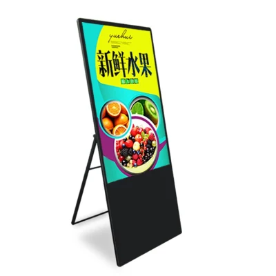 Display pubblicitario LCD portatile pieghevole da pavimento da 32 pollici WiFi HD Digital Signage Video Player LED Minotor Display pubblicitario per ristorante/hotel/promozione